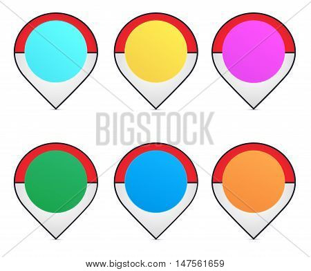 Navigation pins. Locations pointers. GPS markers on white background.