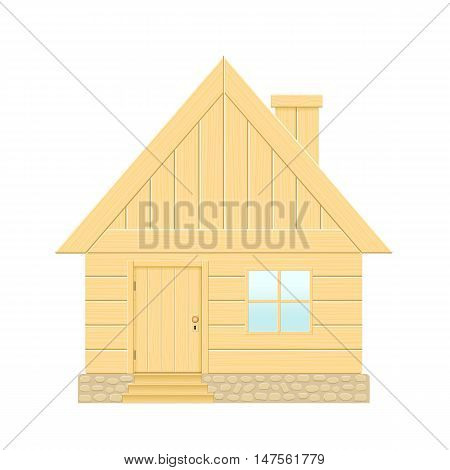 Ecological wooden house. Isolated vector illustration on white background.
