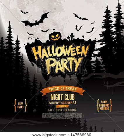 Halloween party. Vector illustration. Vector banner design