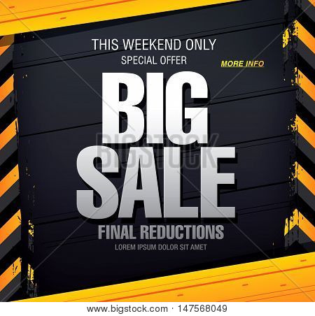 Big sale yellow vector template banner design