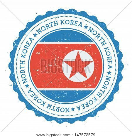 Grunge Rubber Stamp With Korea, Democratic People's Republic Of Flag. Vintage Travel Stamp With Circ