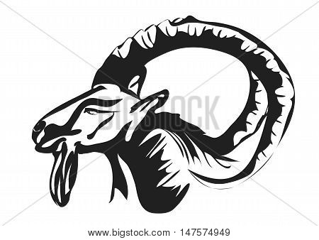 Ibex abstract silhouette isolated on white background