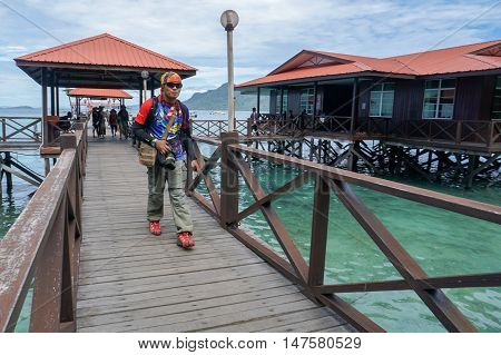 Semporna,Sabah-Sep 10,2016:A visitor seen at the Tun Sakaran Marine Park,also known as Semporna Islands Park.Bohey Dulang Island is one of the most popular islands in Tun Sakaran Marine Park Semporna.