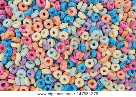 Colorful Sugary Cereal Background that is horizontal