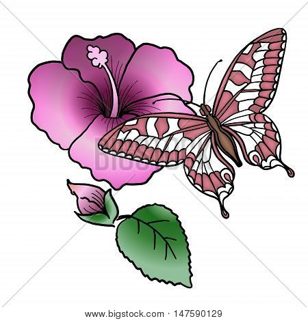 Beautiful stylish flower and butterfly for textiles
