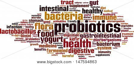 Probiotics word cloud concept. Vector illustration on white