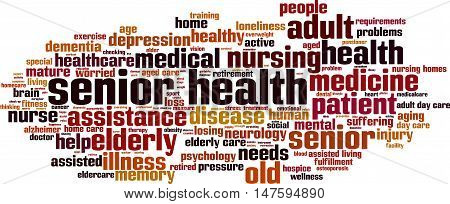 Senior health word cloud concept. Vector illustration