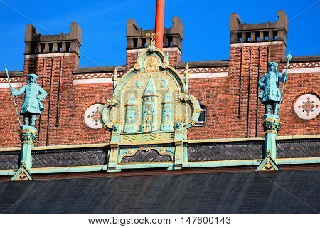 detail on the City Hall Copenhagen Denmark