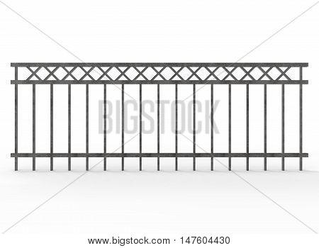 3d illustration of metal fence. white background isolated. icon for game web.