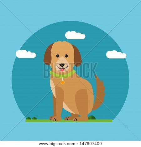 Dog and clouds icon. Animal pet happyness and nature theme. Colorful design. Vector illustration