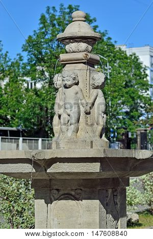 Fountain Putti. German sculptor Stanislaus Kauer, 1908. Kaliningrad, formerly Konigsberg, Russia