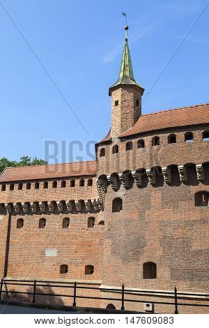 Gothic-style Krakow Barbican ( Barbakan) Old Town Krakow Poland