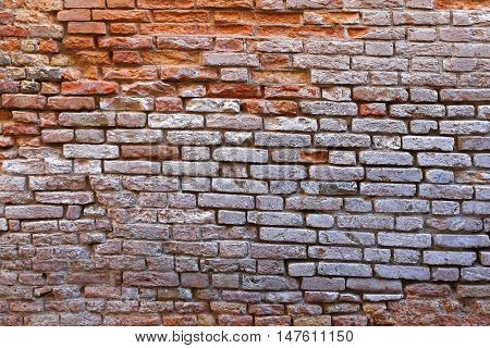 Brick Wall With White Paint Ruin Derelict