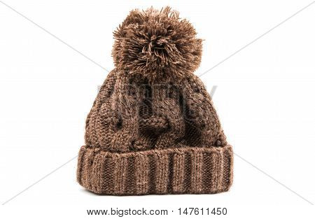 knitted cap wool on a white background