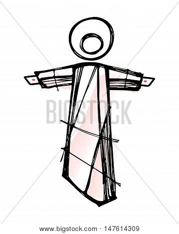 Hand drawn vector illustration or drawing of Jesus Christ Resurrection