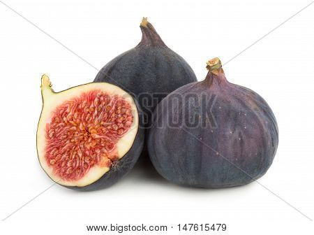 Fresh ripe figs isolated on white background