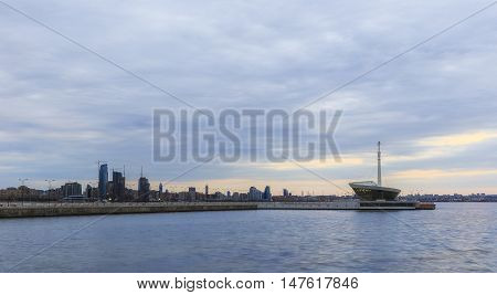 Panorama Baku at sunrise Azerbaijan nature background