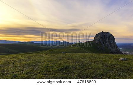 Sacred Mountain Beshbarmak in Azerbaijan at sunset