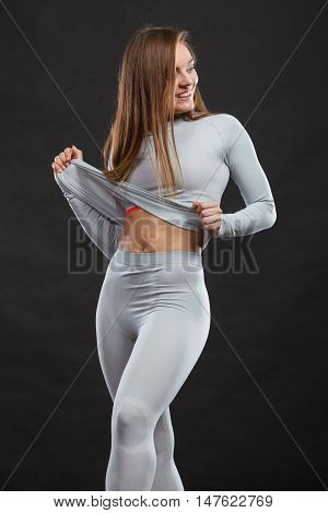 Sport Fit Woman In Thermal Clothes.