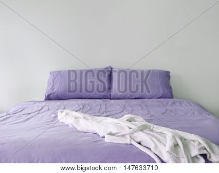 Purple bedding with robe