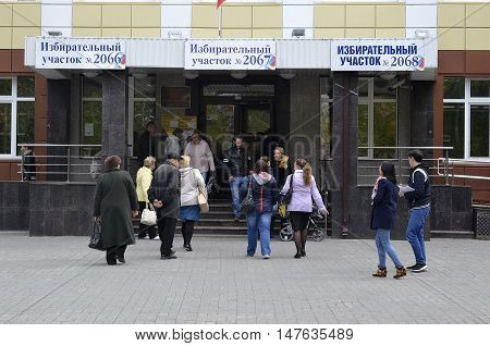 People have come to the polling precinct to the election day. Tyumen Russia. September 18 2016
