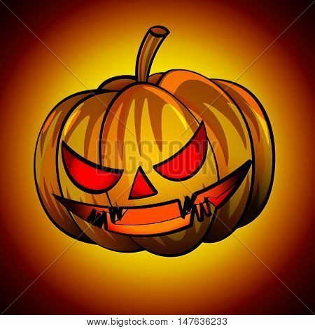 Jack-o'-lanterns orange pumpkin head with a scary expression. pumpkin head for Halloween.