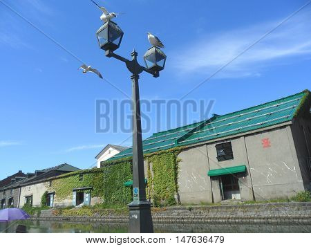 The Old Warehouse along the Otaru Canal, Landmark of Otaru Town in Japan
