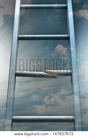 Ladder with one step broken