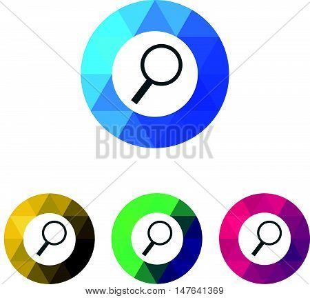 Modern Low Poly Ring Magnifier Glass or Search Icons