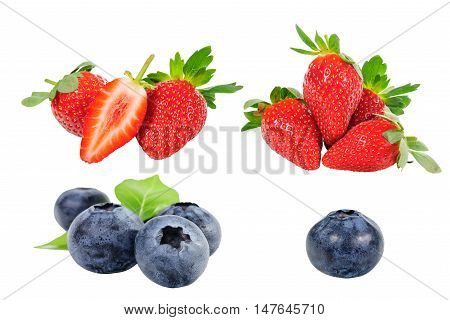 Collection of Black berryand straeberry on background