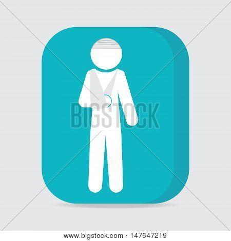 Injured men in bandage sign icon illustration