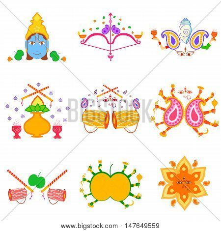 Vector design of India festival Happy Dussehra background