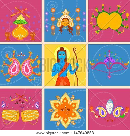 Vector design of India festival Happy Dussehra background