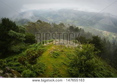 Morning Fog In The Mountains Of Asturias, Spain