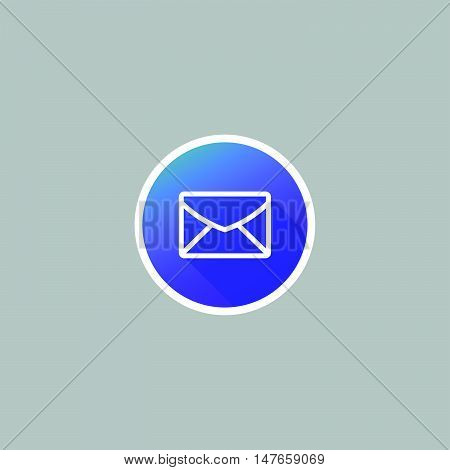 Modern Round Mail Icon with Long Shadow