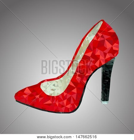 beautiful vector red shoe on a gray background