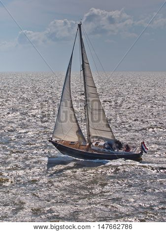 Fast Sailing Boat Racing In Stormy Weather In The Netherlands