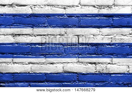 Flag Of Dunkirk, France, Painted On Brick Wall