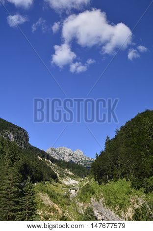 The Slovenian side of the Italian Slovenian border close to Mangrt mountain the third highest peak in Slovenia
