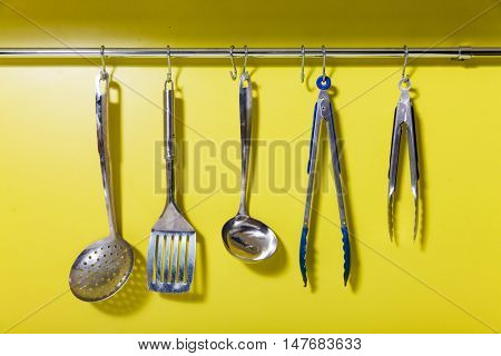 Cooking utensils on the hanger