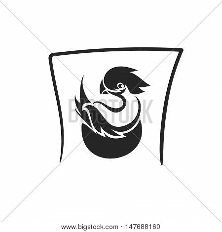 Vector bird in nest tatto symbol icon