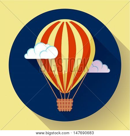 hot air balloon icon in the sky clouds vector.