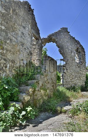 An historic derelict building in the southern city of Trebinje in Republika Srpska Bosnia and Herzegovina.