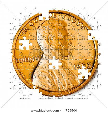 Puzzle dokonalé uncirculated mince jeden cent