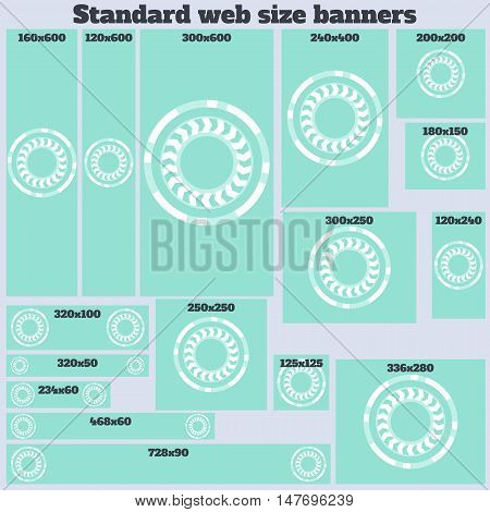 Empty Box Standard size web banners set. Vector Web Banners