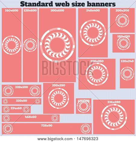 Empty Box Standard size web banners set. Vector Web Banners