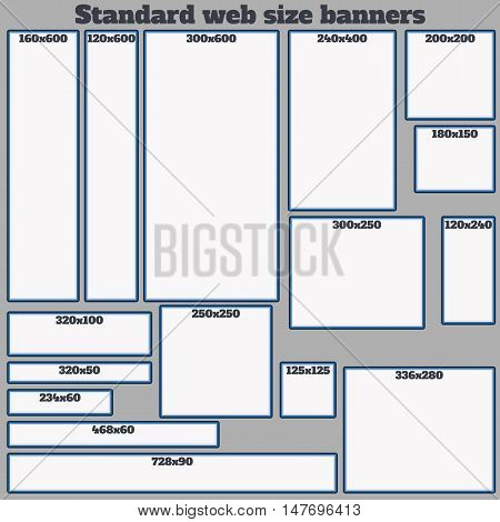 Empty Box Standard size web banners set. Vector Web Banners