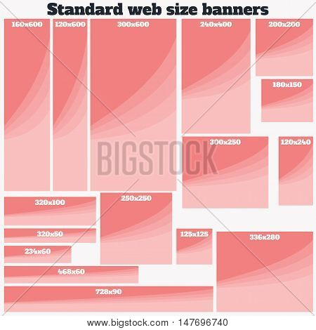 Empty Box Standard size web banners set. Vector Web Banners