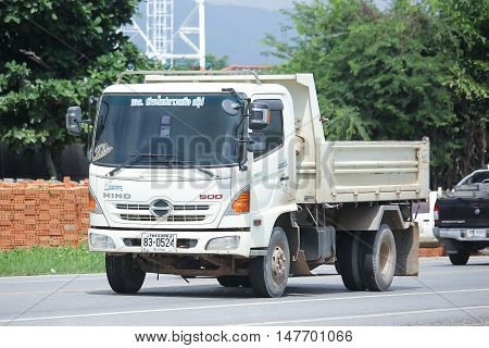 CHIANGMAI, THAILAND - AUGUST 18, 2016: Hino Dump Truck of Chiangmai North Star Company. On road no.1001 8 km from Chiangmai city.