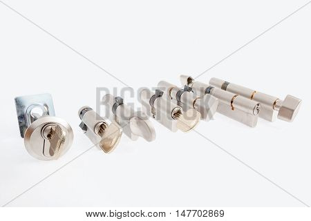 an security lock with cylinder and key door handle